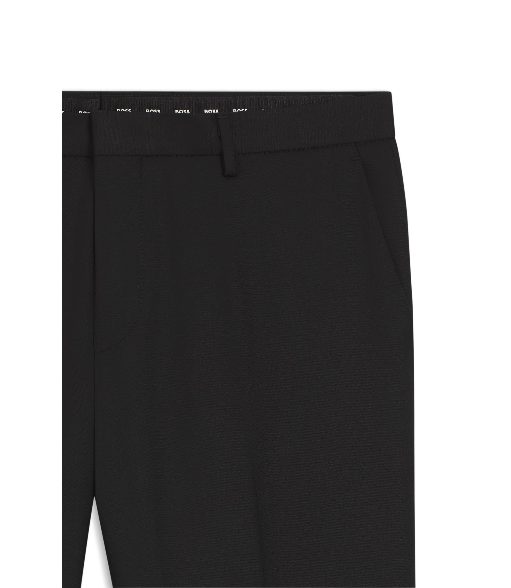BOSS - BOSS ONE Extra-slim-fit pants in virgin-wool serge - Black display picture 1