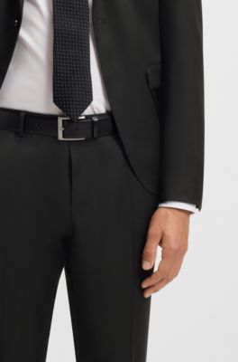 Pantalones extra slim fit de sarga de lana virgen, Negro