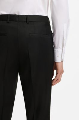 BOSS ONE Extra-slim-fit pants in virgin-wool serge, Black