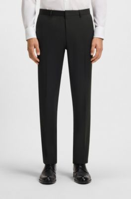 Pantalon Extra-Slim en serg&eacute; de laine vierge, Noir