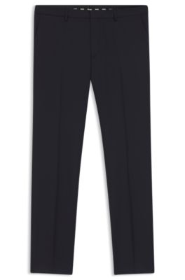 Hugo Boss Formal Trousers In Virgin-wool Serge In Dark Blue