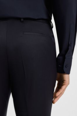 BOSS ONE Extra-slim-fit pants in virgin-wool serge, Dark Blue