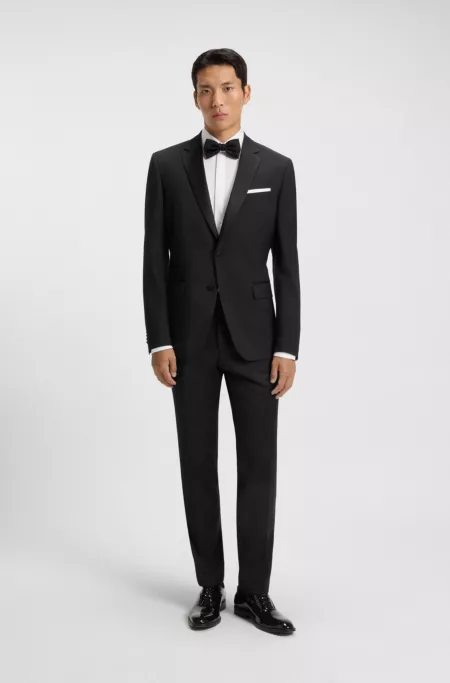 Slim-fit tuxedo trousers in virgin-wool serge