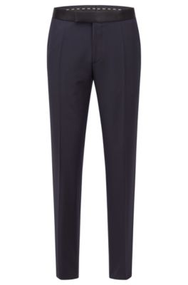 BOSS - Tuxedo trousers in virgin-wool serge