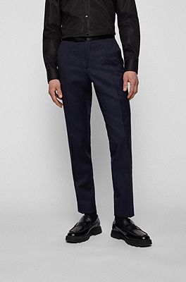 BOSS - Tuxedo trousers in virgin-wool serge