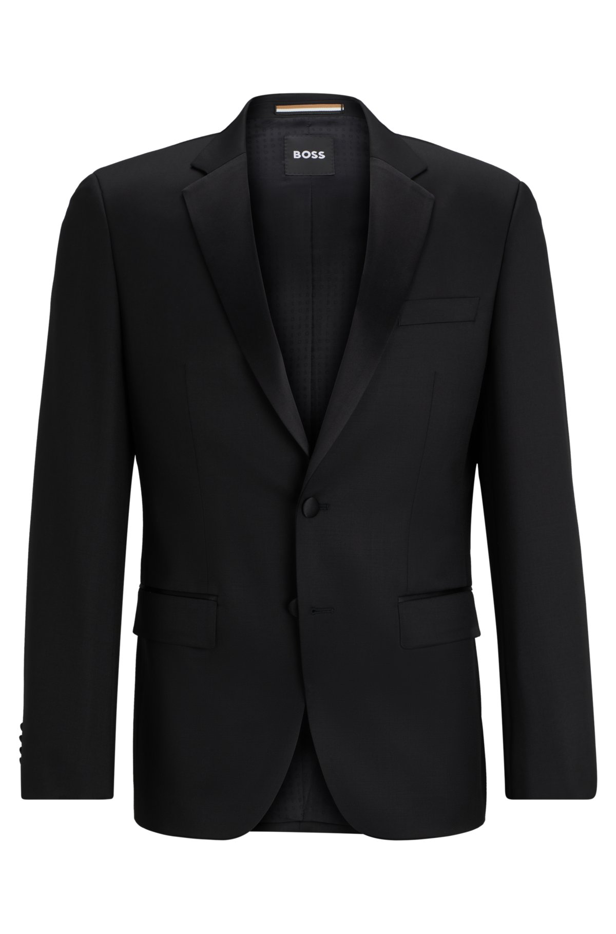 Tuxedo jacket in virgin-wool serge, Black