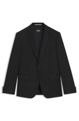 Chaqueta de esmoquin slim fit en sarga de lana virgen, Negro