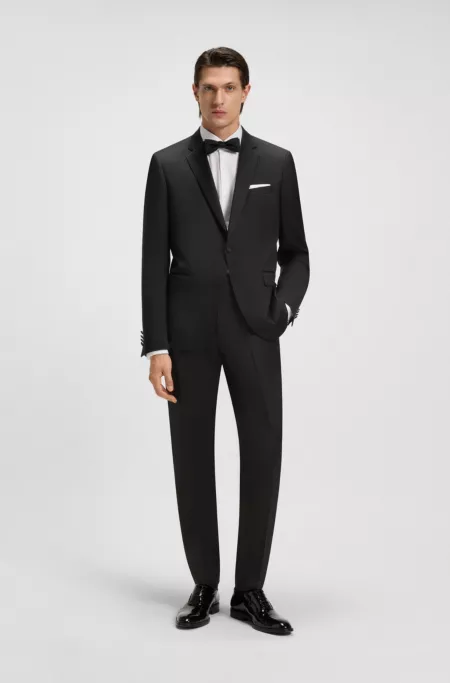 Slim-fit tuxedo jacket in virgin-wool serge
