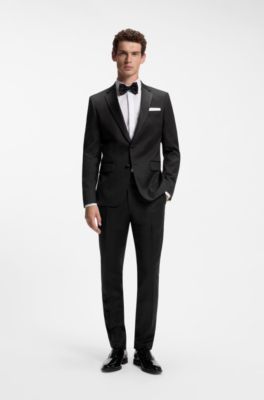 BOSS ONE Slim-fit tuxedo jacket in virgin-wool serge, Black