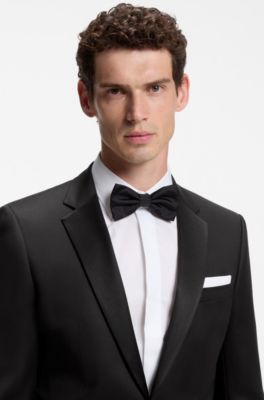 BOSS ONE Chaqueta de esmoquin slim fit en sarga de lana virgen, Negro
