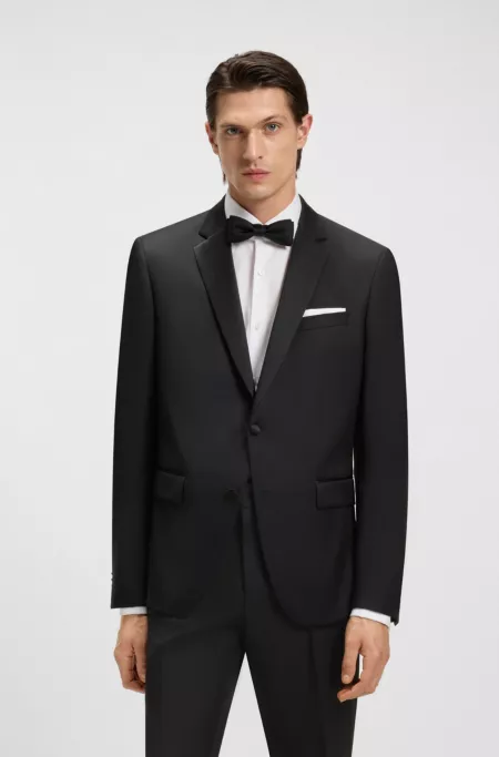 Slim-fit tuxedo jacket in virgin-wool serge