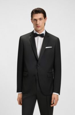 BOSS ONE Chaqueta de esmoquin slim fit en sarga de lana virgen, Negro