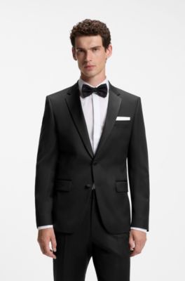 BOSS ONE Slim-fit tuxedo jacket in virgin-wool serge, Black