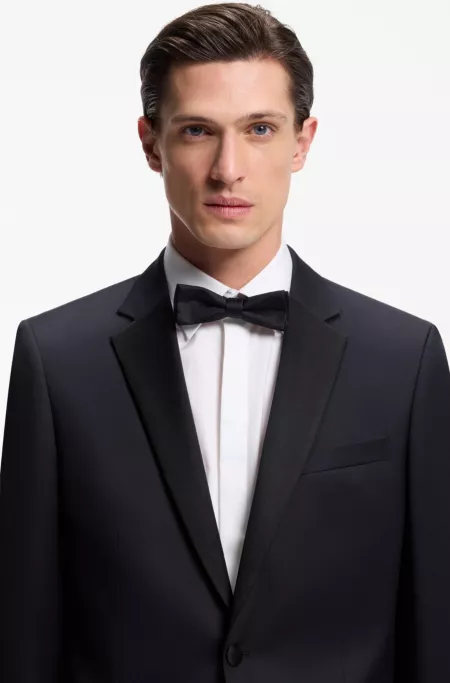 Slim-fit tuxedo jacket in virgin-wool serge