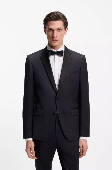 Slim-fit tuxedo jacket in virgin-wool serge