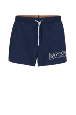 BOSS - Quick-drying swim shorts with outline logo