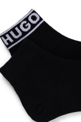 Two-pack of logo cuff socks in a quarter length, Black