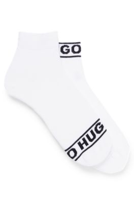 HUGO Two pack of quarter length socks with logo cuffs