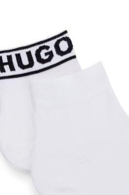 Two-pack of logo cuff socks in a quarter length, White
