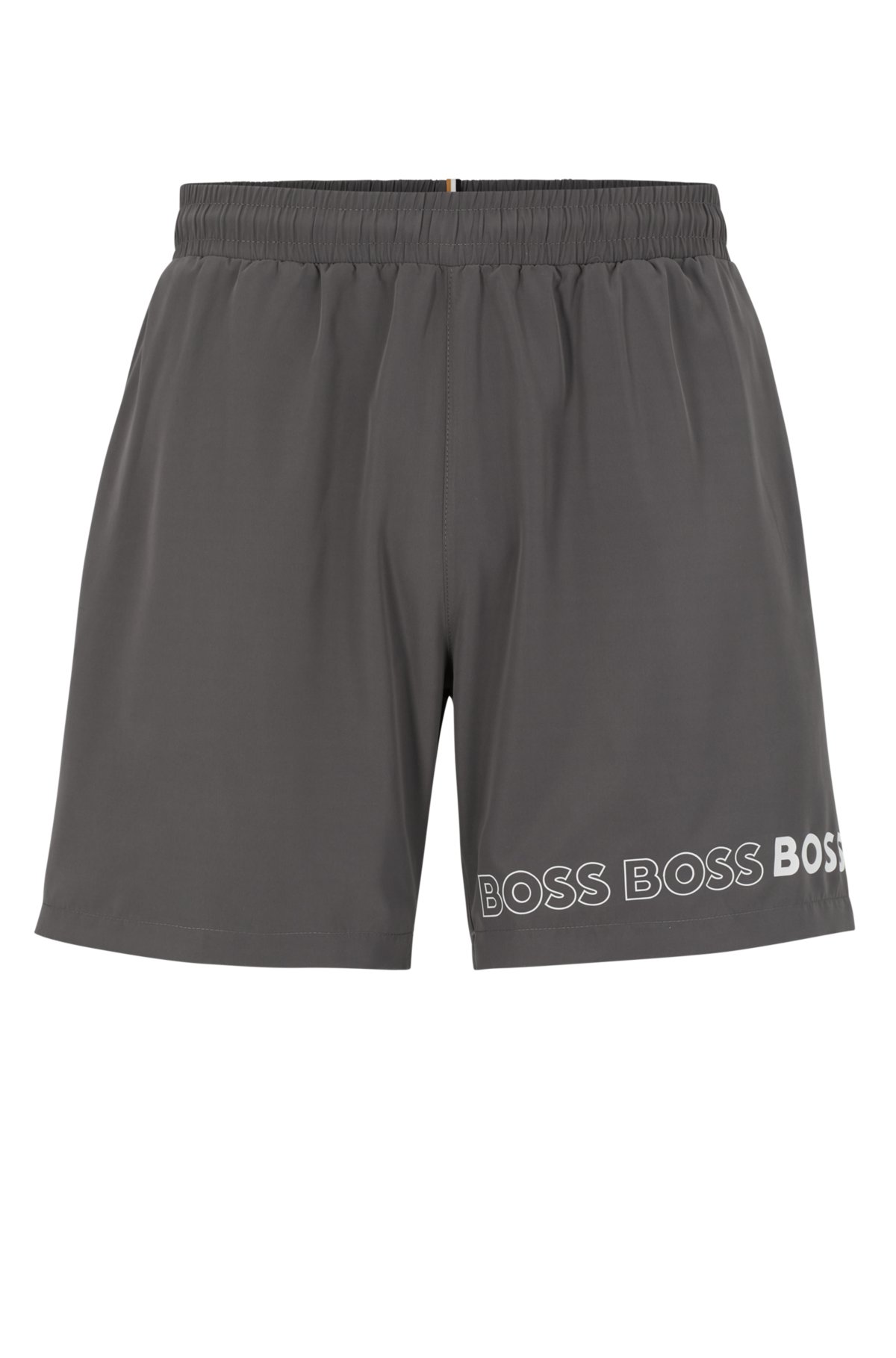 Swim shorts with repeat logos, Dark Grey