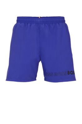 Hugo Boss Swim Shorts With Repeat Logos In Blue