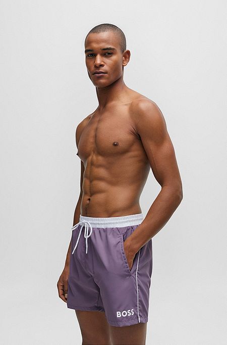 Contrast-logo swim shorts , Purple