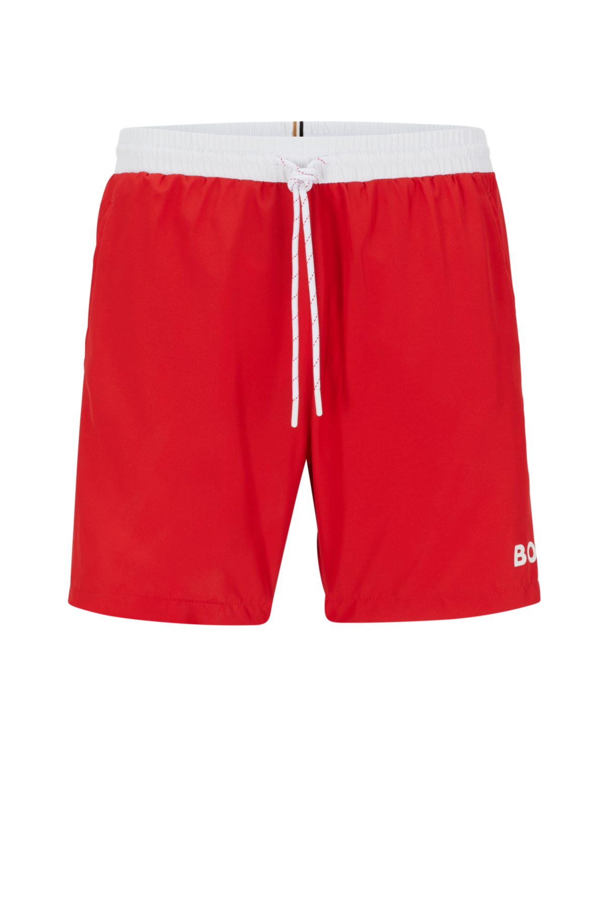 Contrast-logo swim shorts , Light Red