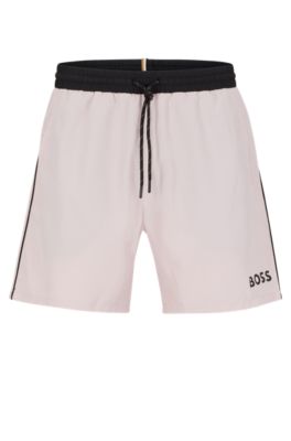 Shop Hugo Boss Contrast-logo Swim Shorts In Light Pink