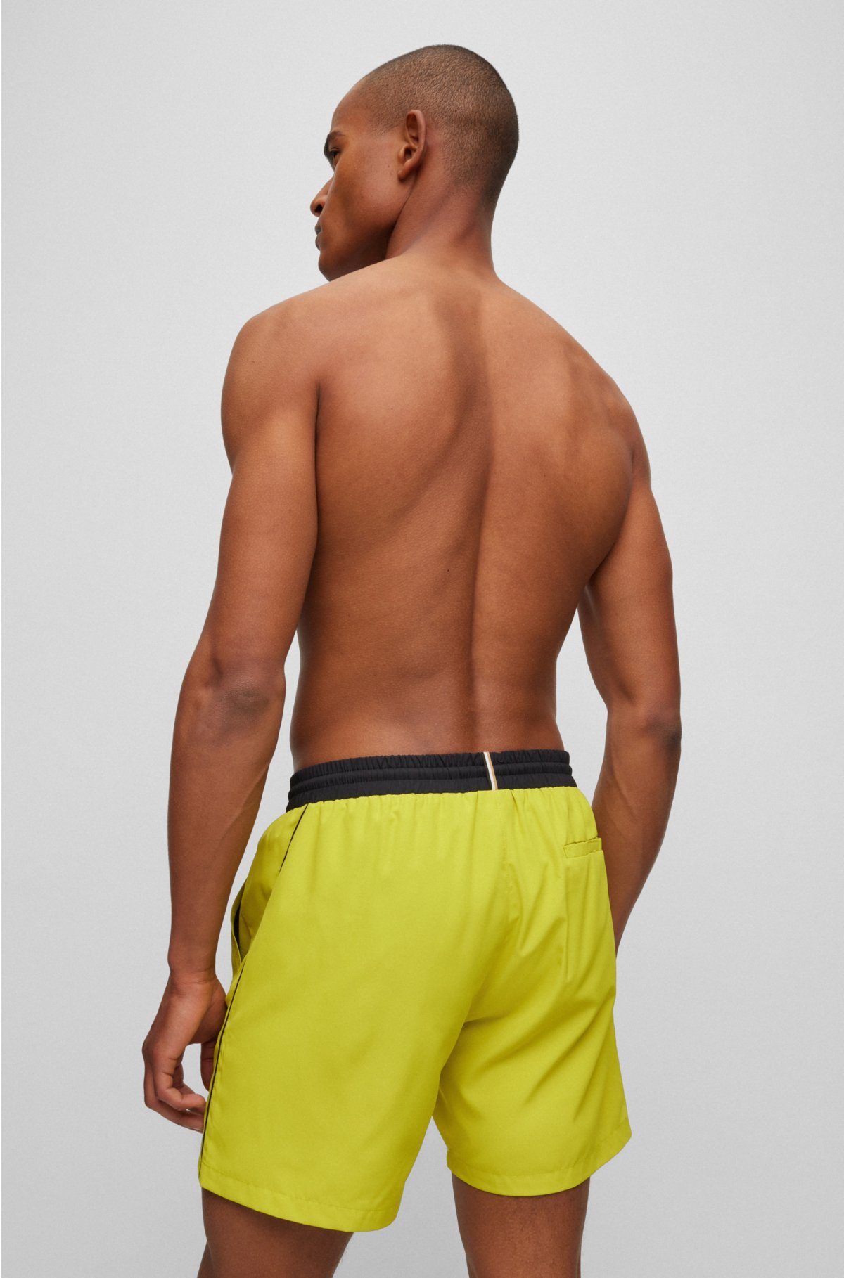 Contrast-logo swim shorts , Light Yellow