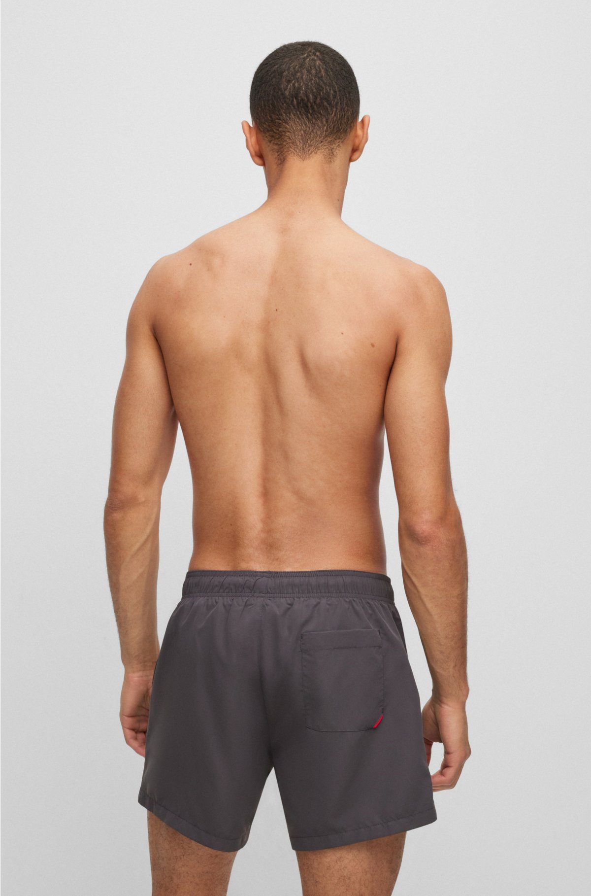 Swim shorts with logo print, Dark Grey