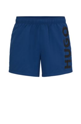 Shop Hugo Swim Shorts With Logo Print In Dark Blue