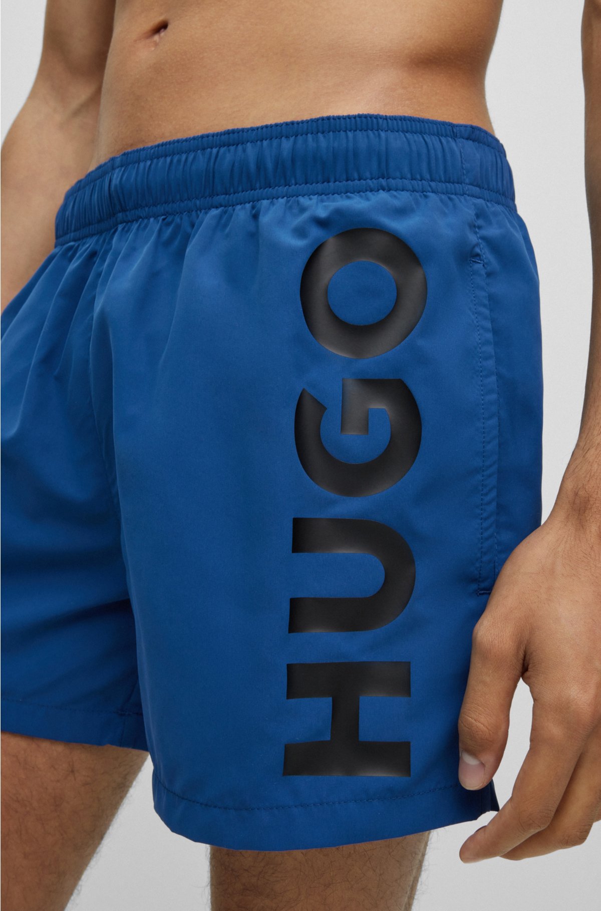 Swim shorts with logo print, Dark Blue