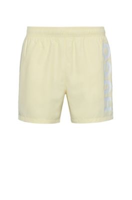 Hugo Swim Shorts With Logo Print In Light Yellow