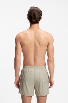 Swim shorts with contrast logo print, Light Beige