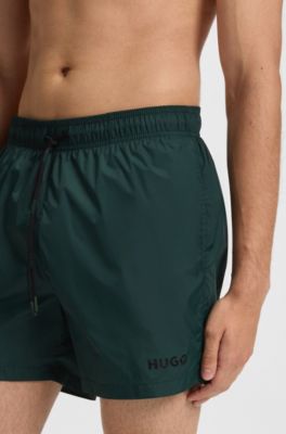 Quick-dry swim shorts with logo print, Light Green
