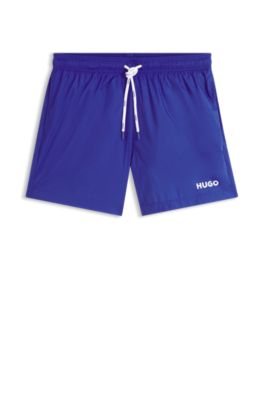 Swim shorts with contrast logo print, Light Blue