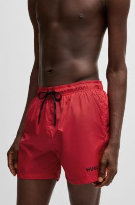 red hugo boss swim shorts