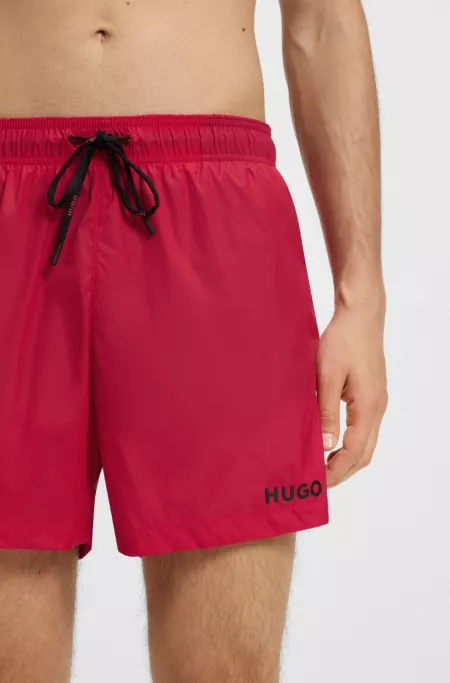 Quick-dry swim shorts with logo print