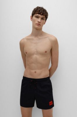 red hugo boss swim shorts