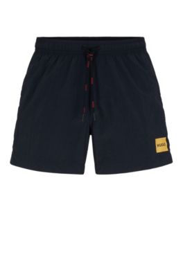 HUGO QUICK-DRY SWIM SHORTS WITH RED LOGO LABEL