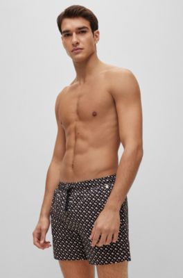 Hugo Boss Swim Shorts With Monogram Print In Black