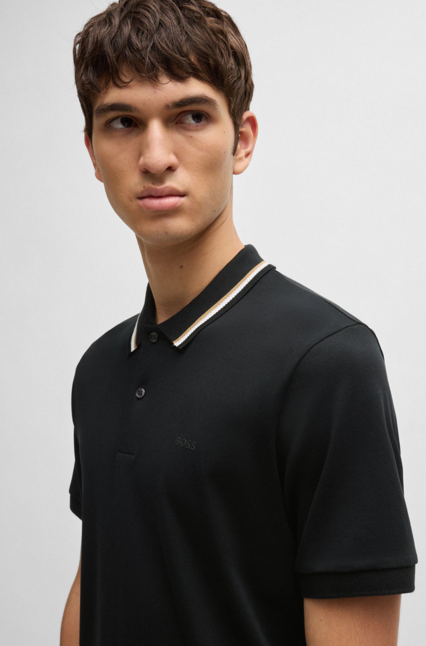 Buy Black Chain Collar Slim Fit Shirt by  with Free Shipping