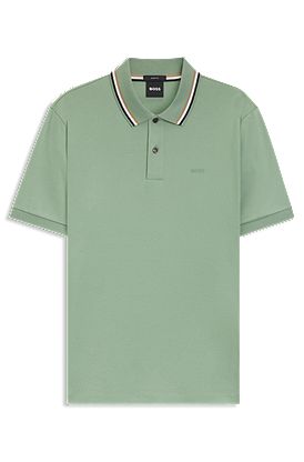 Polo slim fit de algodón con cuello a rayas