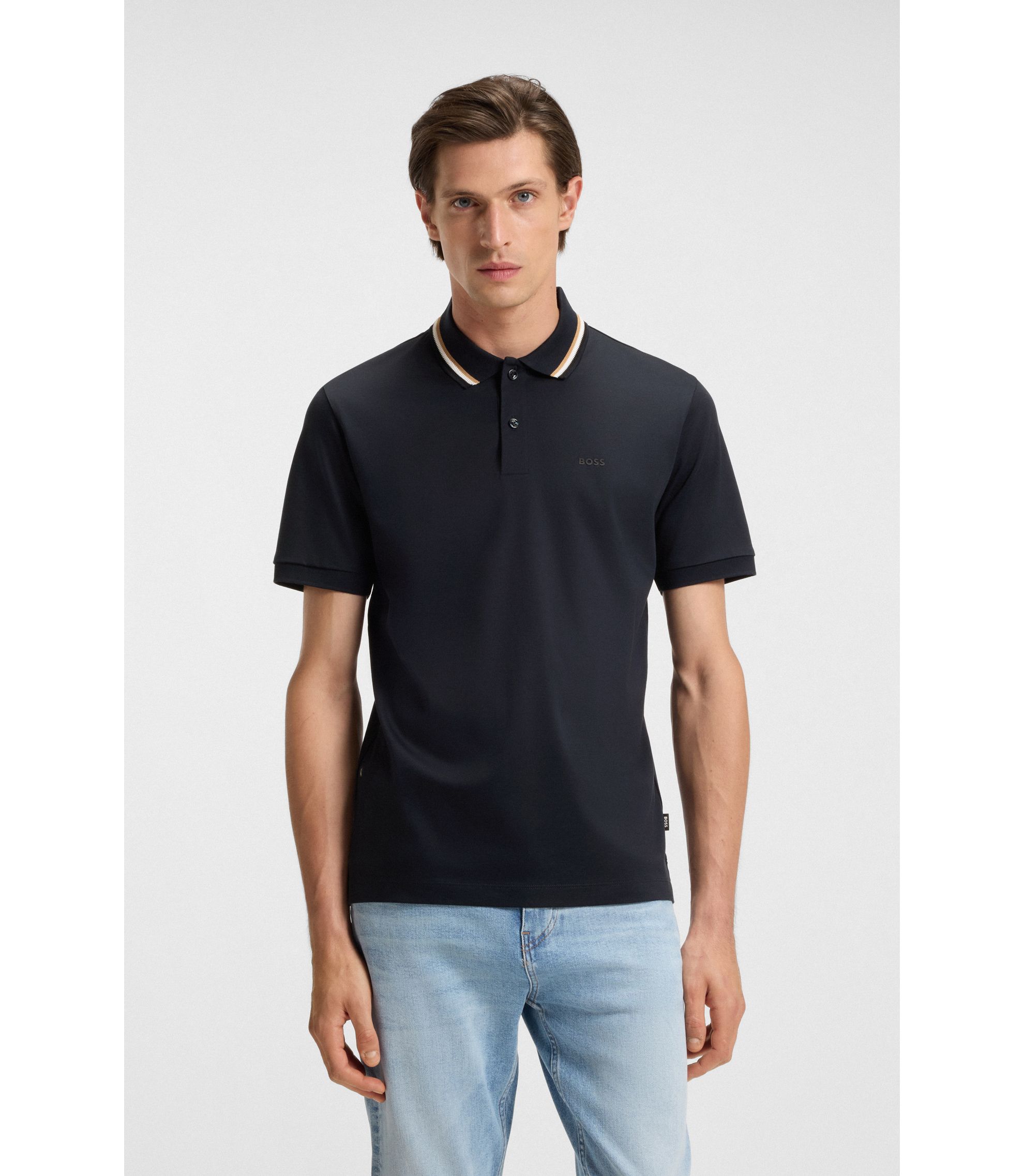 BOSS ストライプポロシャツ 青/白 BOSS ストライプポロシャツ 青/白 BOSS ストライプポロシャツ 青/白