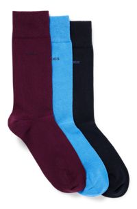 Three-pack of regular-length cotton-blend socks, Patterned