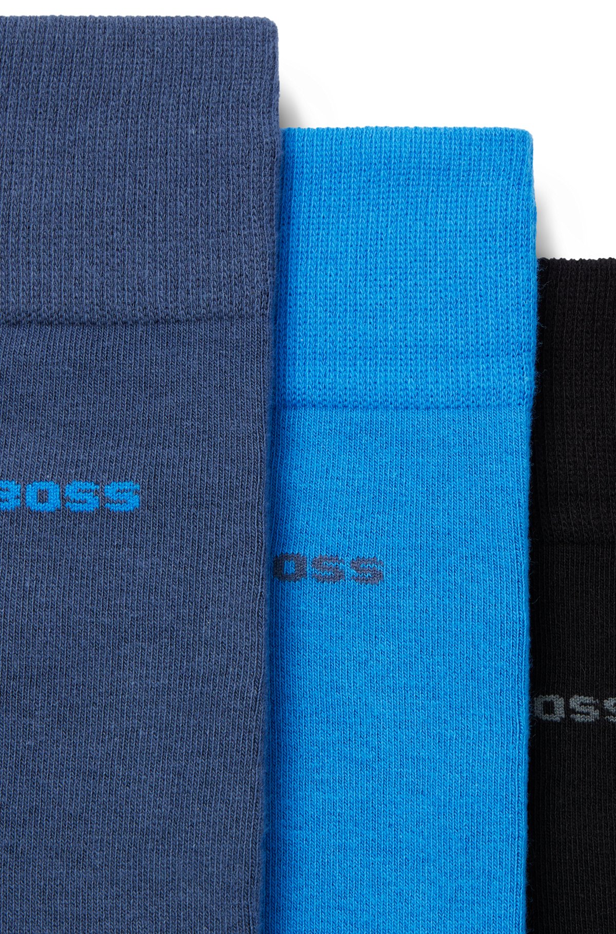 Three-pack of regular-length cotton-blend socks, Patterned