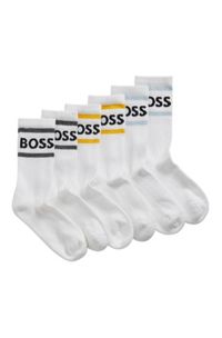 Three-pack of short socks with stripes and logo, White