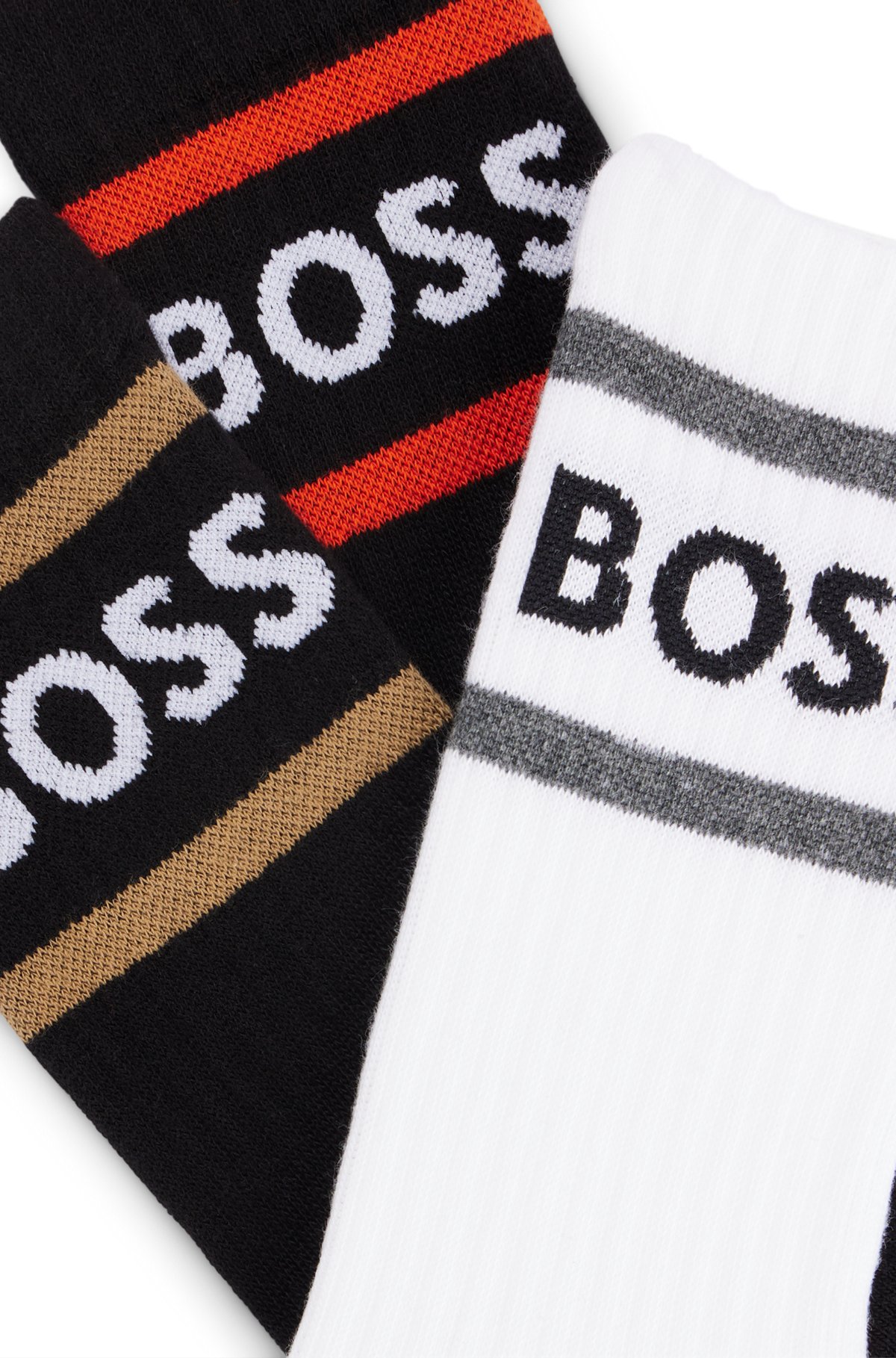 Three-pack of short socks with stripes and logo, Patterned