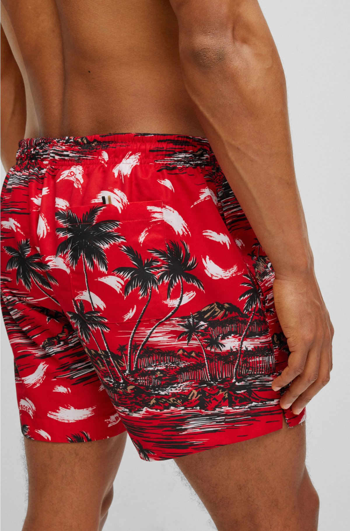 BOSS - Seasonal-print swim shorts in quick-drying fabric