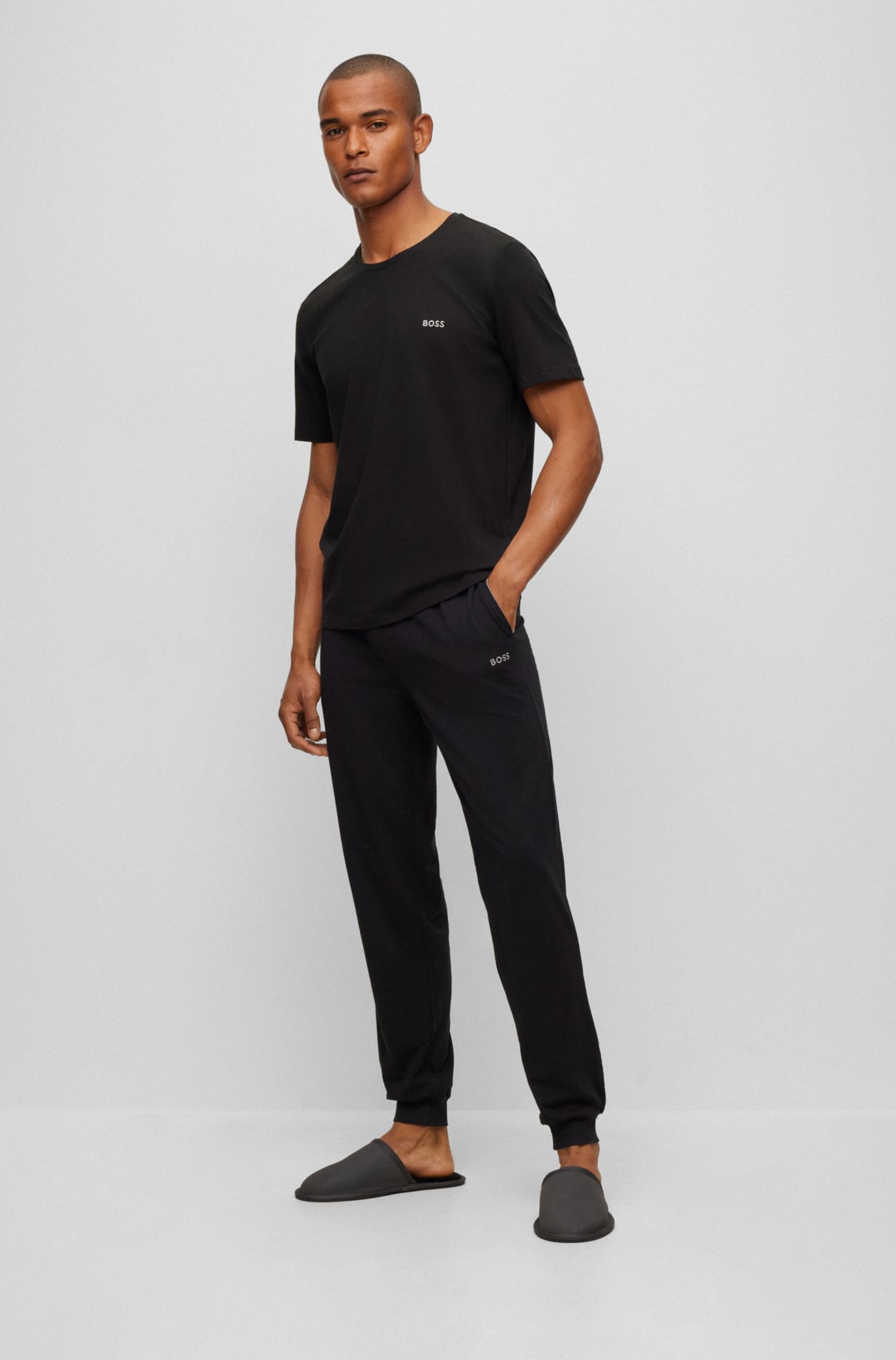 BOSS - Regular-fit tracksuit bottoms with decorative reflective